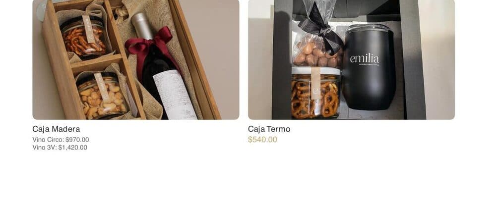 Página de productos del catálogo real de Emilia